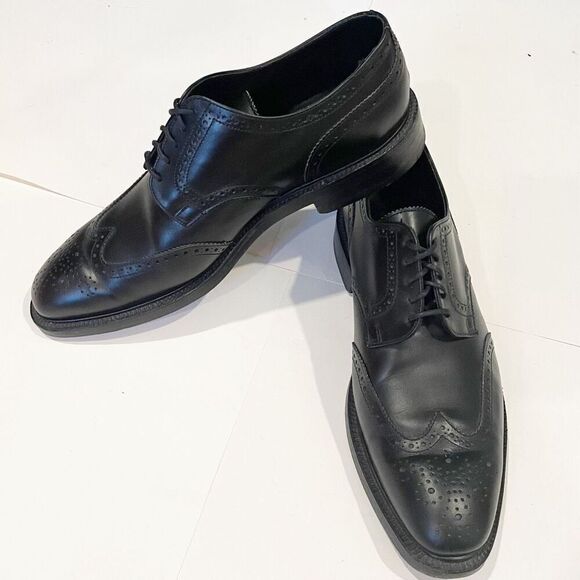 Sid Mashburn Wing Tip Brogue Shoes Size 11.5 Handmade in England Black Leather - Picture 1 of 10